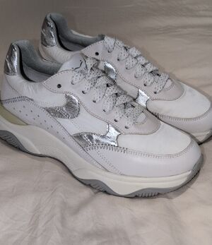 Voile Blanche White and Silver Chunky Sneakers